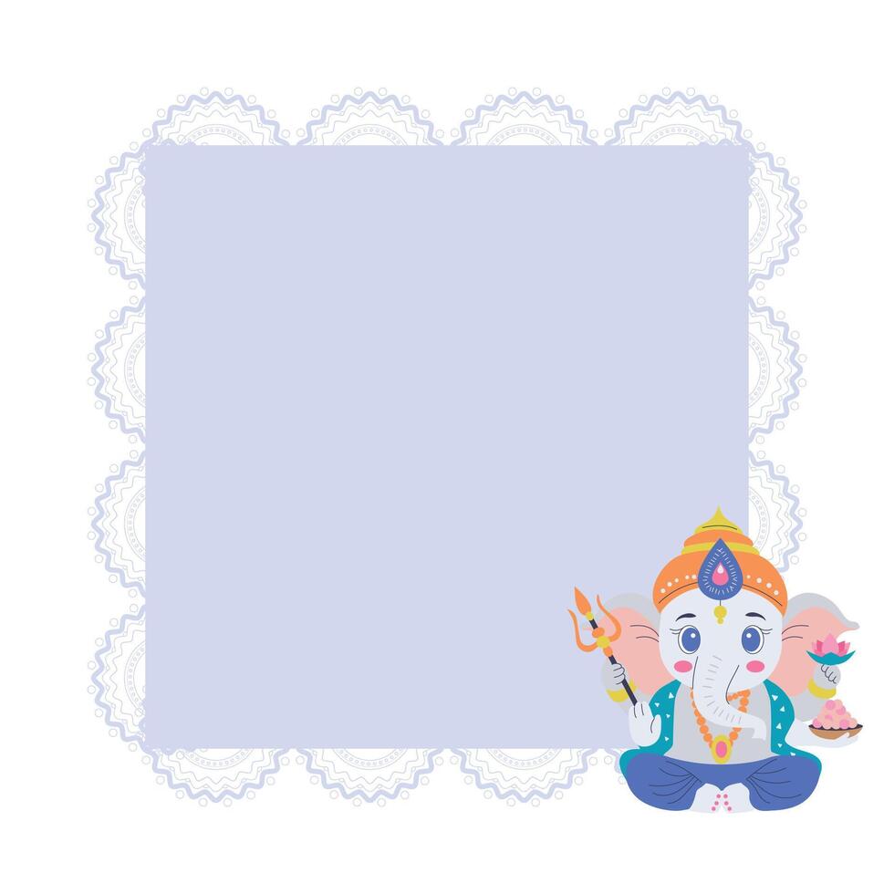 Indian god Ganesh square frame vector