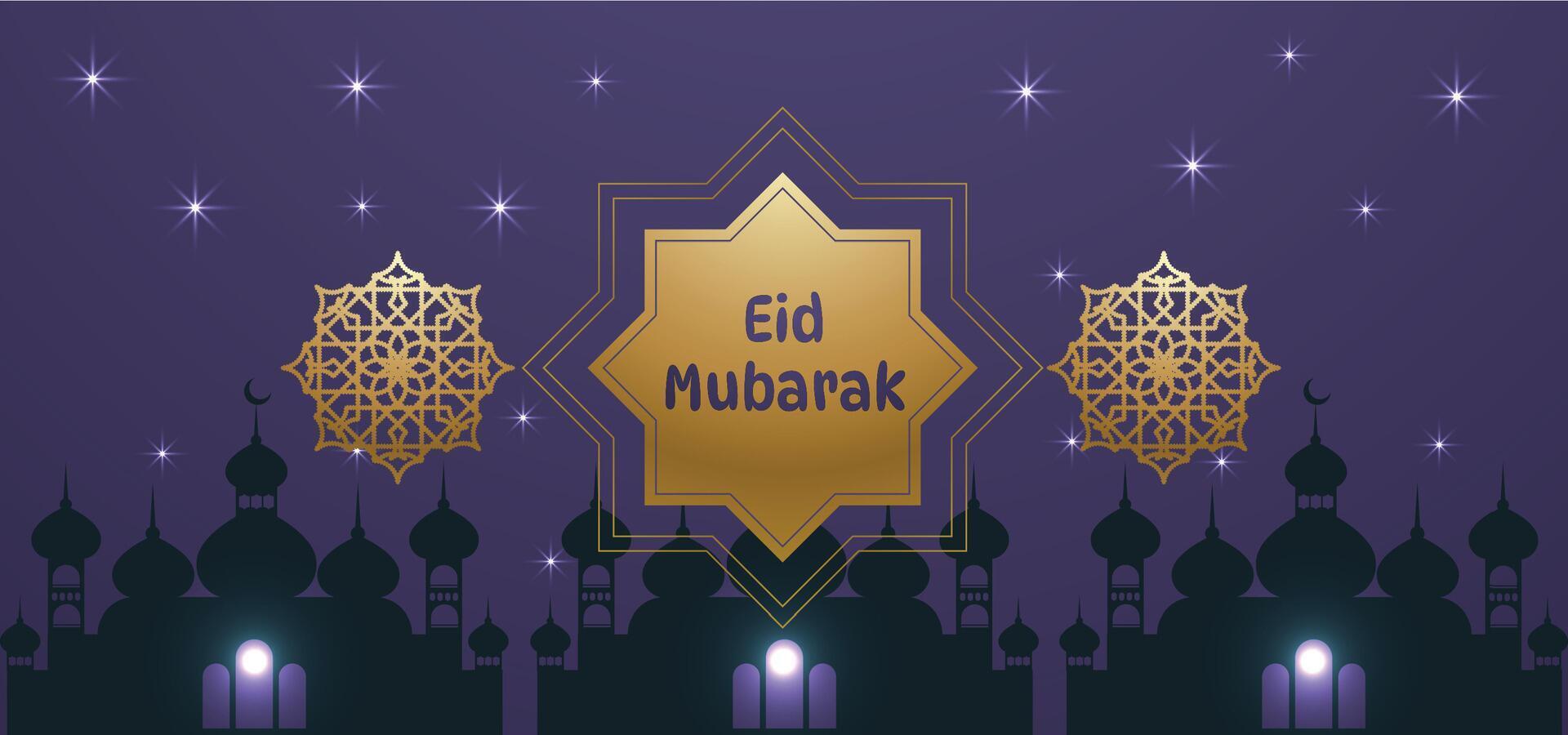 purple eid mubarak background vector