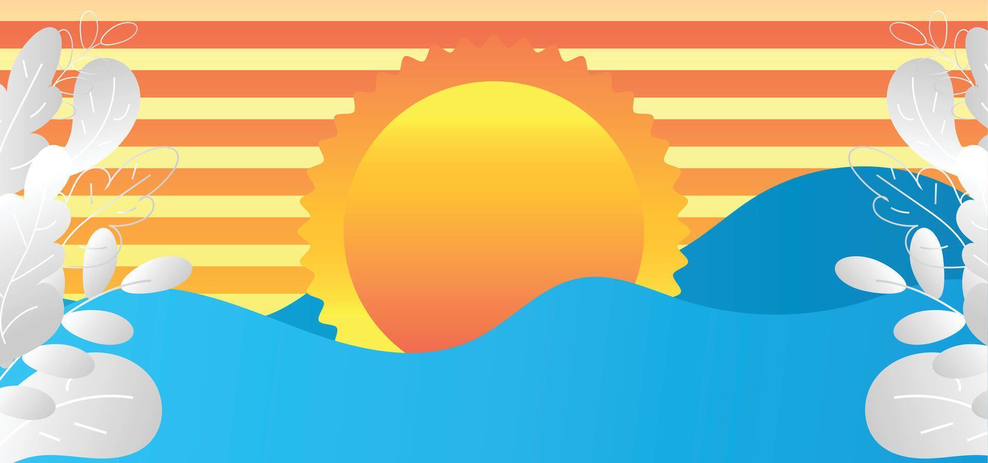 paper cut sunset backdrop vector