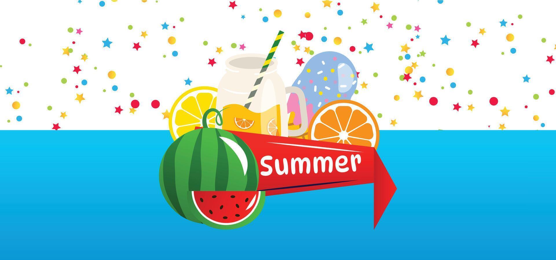 cartoon hello summer backdrop vector
