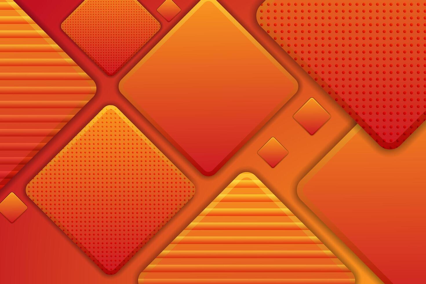 Abstract geometric gradient orange background with simple shape and lines. Colorful orange design. Modern square overlap pattern with 3d shadow concept. vector