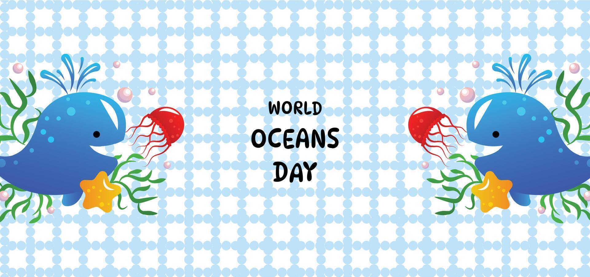 whales and jellyfish world ocean day vector