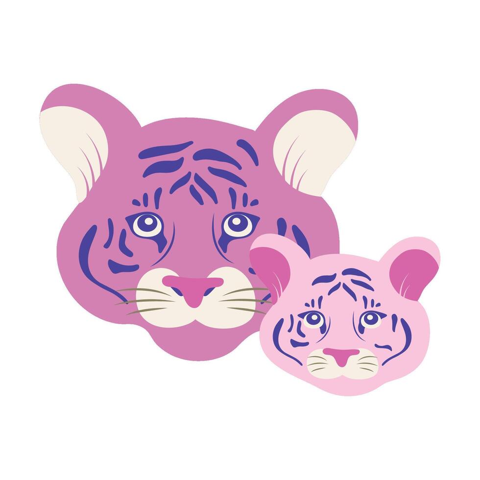 tiger family flat icon vector