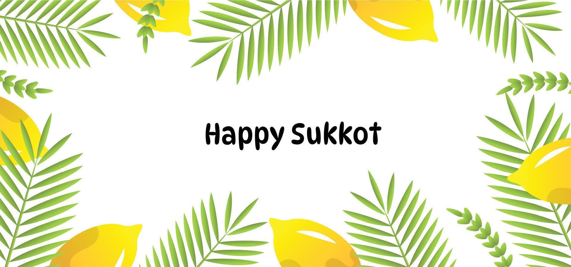 happy sukkot white background with border vector
