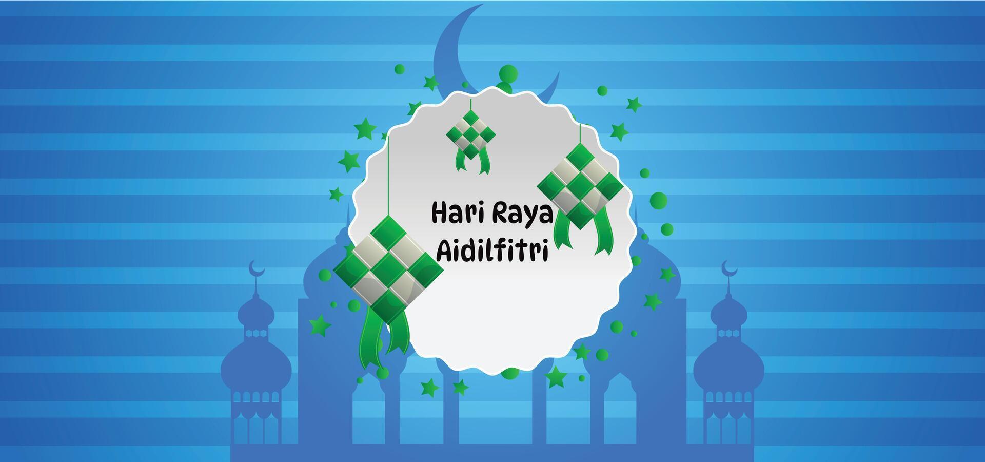 frame on blue hari raya aidilfitri illustration vector