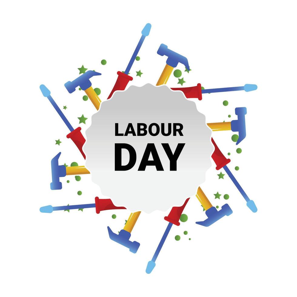 Labour day illustration round frame vector
