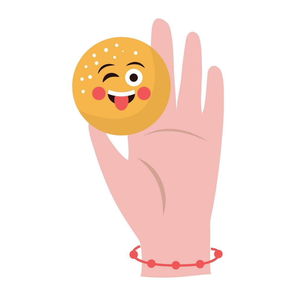 laughter day hand with emoticon vector