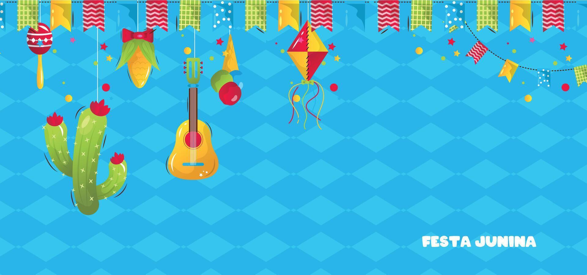 festa junina cartoon illustration border vector