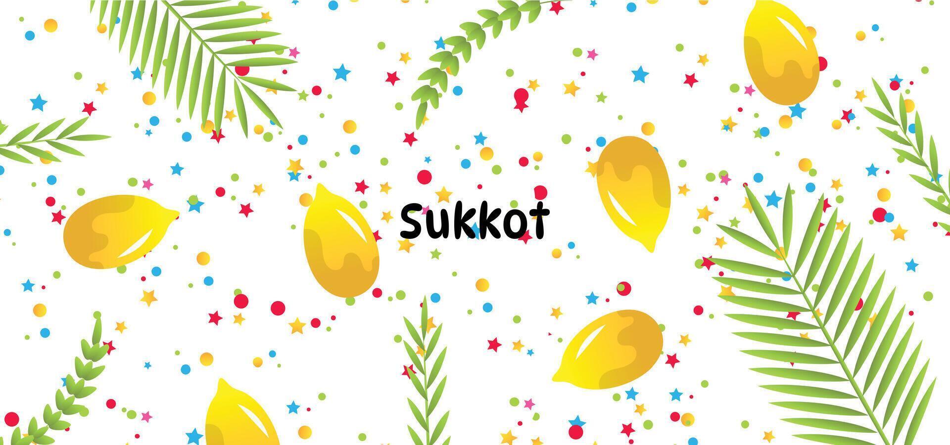 happy sukkot pattern with leaves vector