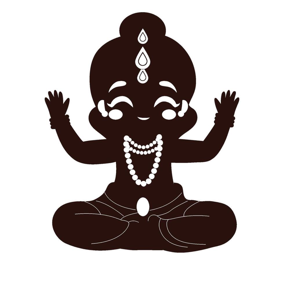 happy krishna silhouette vector
