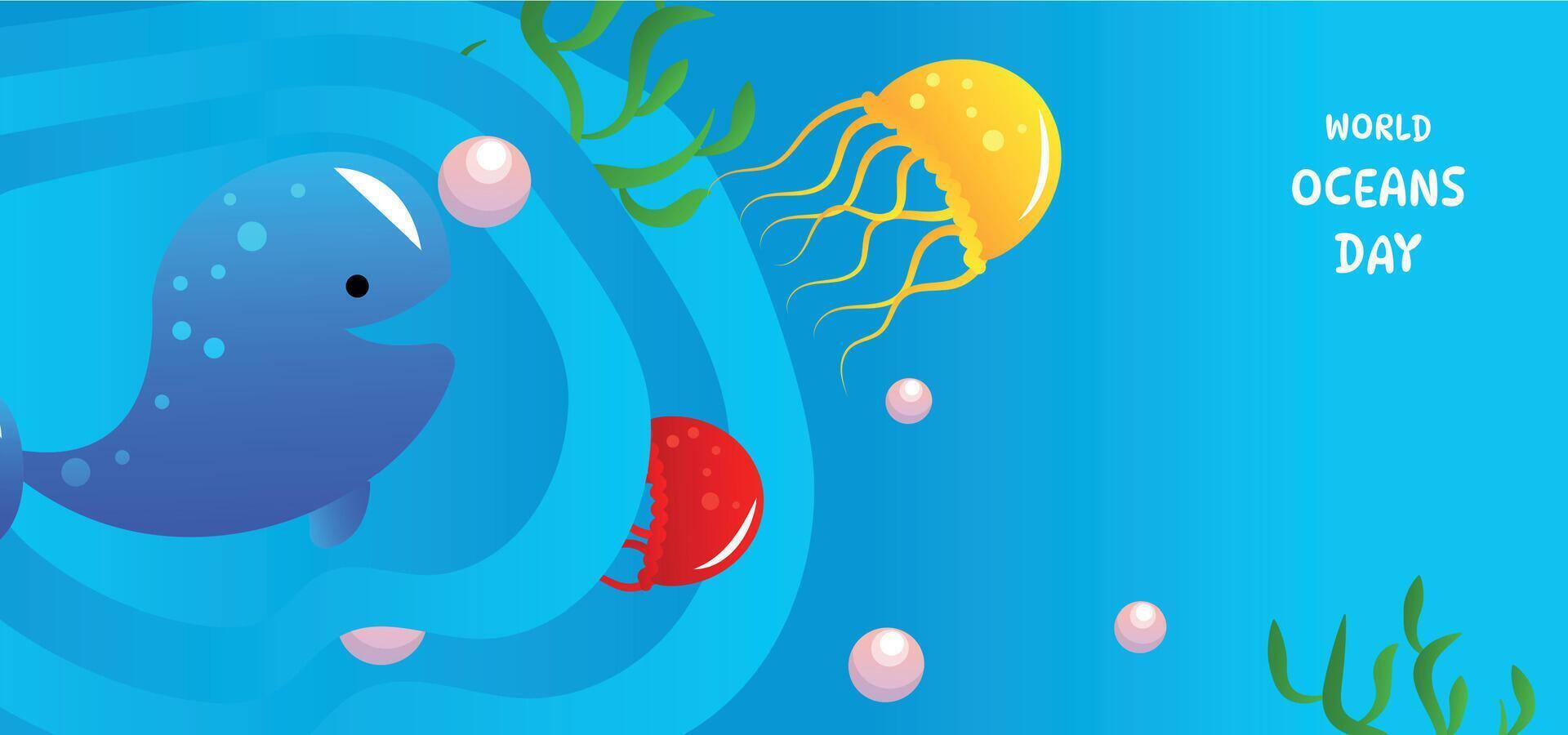 world ocean day blue vector