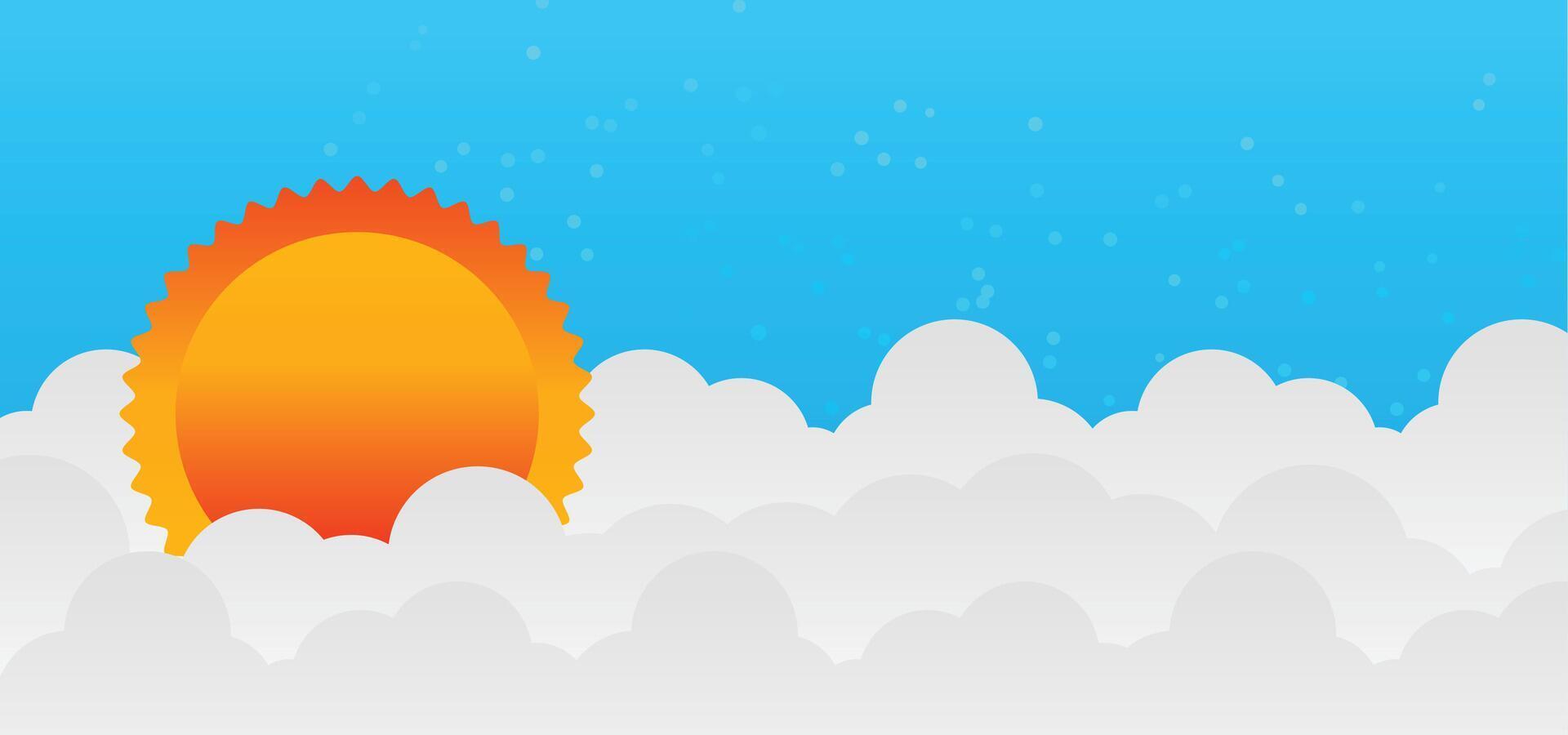 paper cut sunset with cloud vector