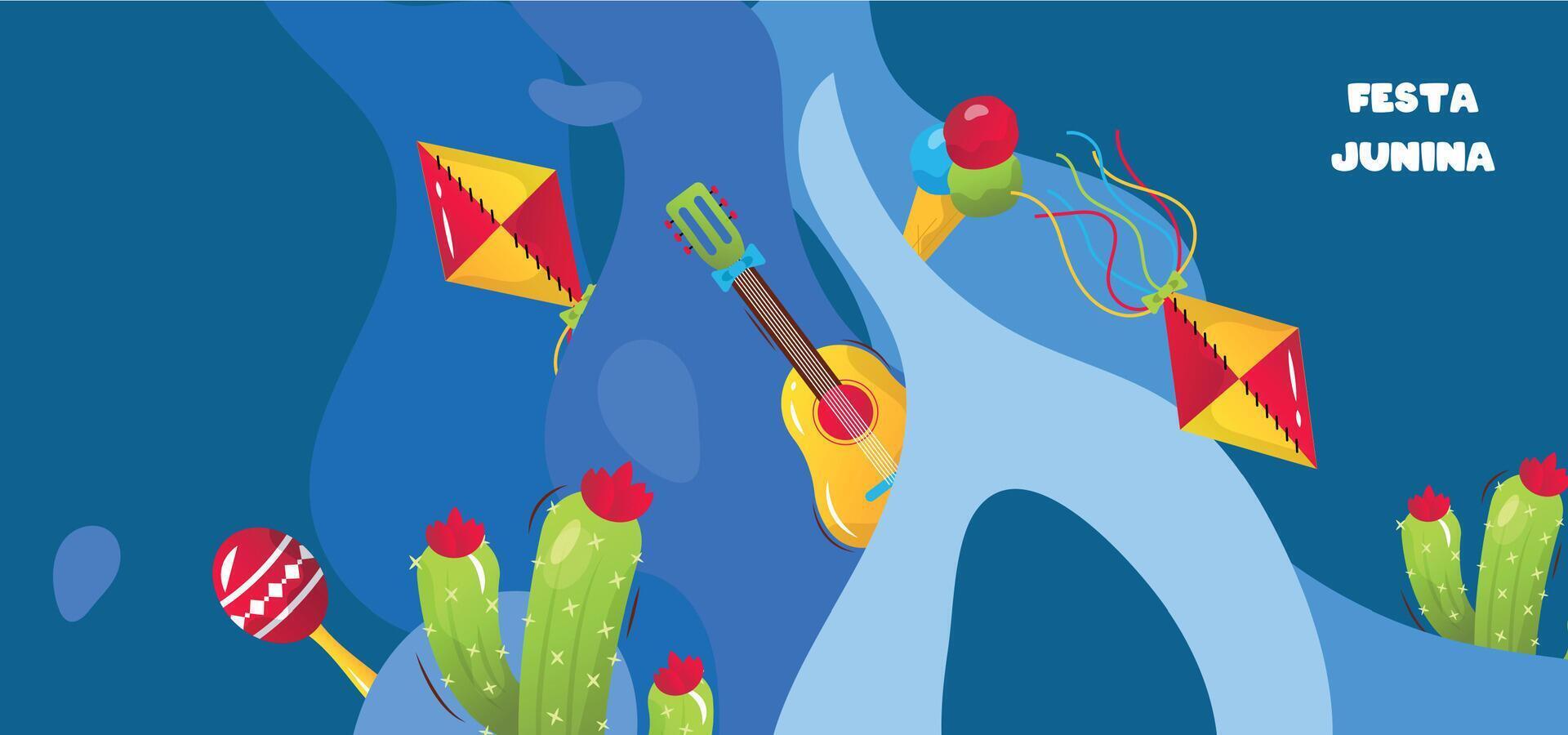 festa junina cartoon illustration paper vector