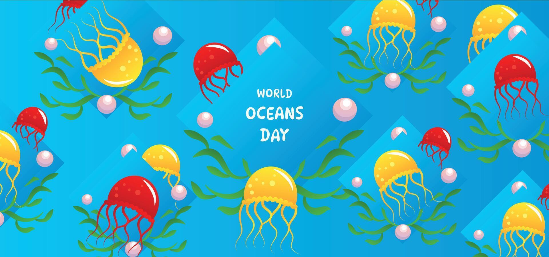 jellyfish world ocean day vector