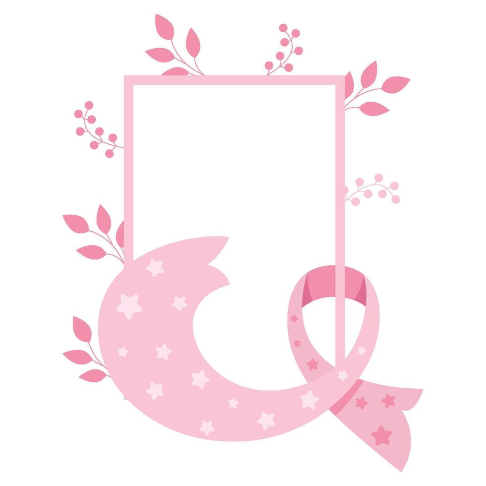 breast cancer pink illustration frame vector