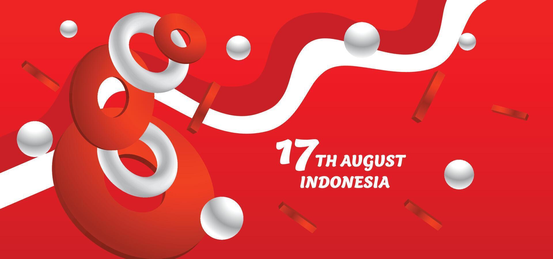 17 august indonesia red background vector
