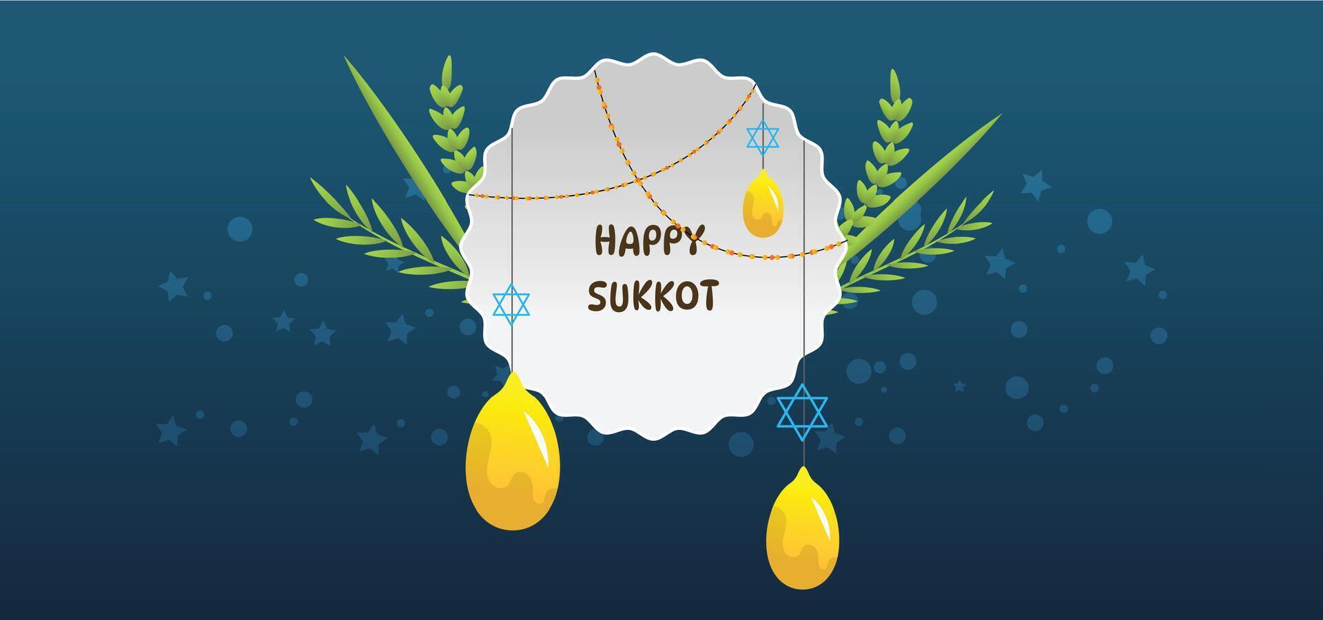 happy sukkot circular frame vector