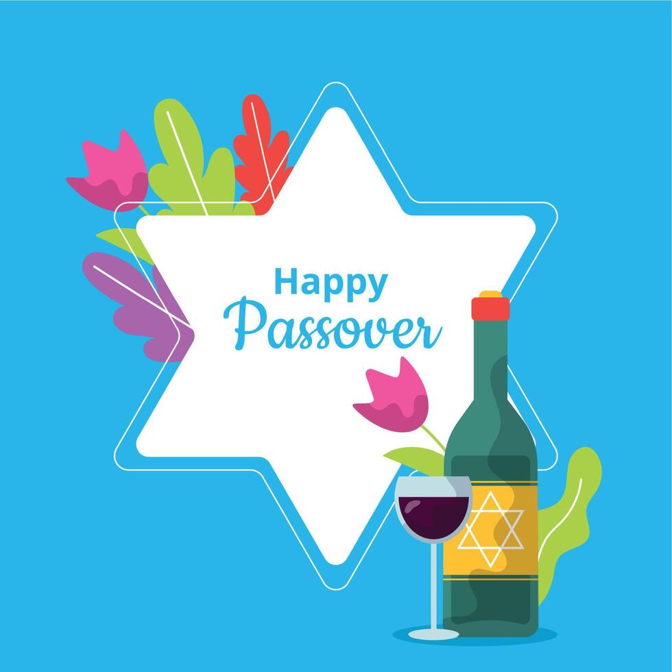 Happy Passover Jewish holiday card design vector