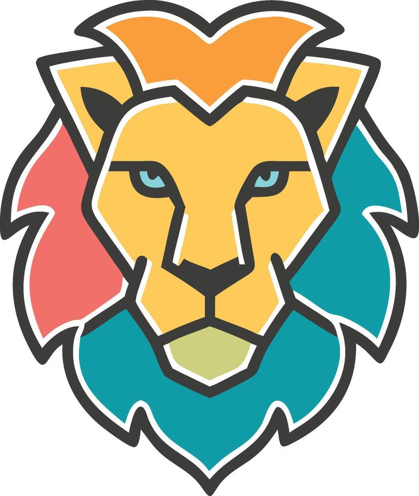 Colorful geometric illustration of a lion head perfect for logos and design elements related to strength vector