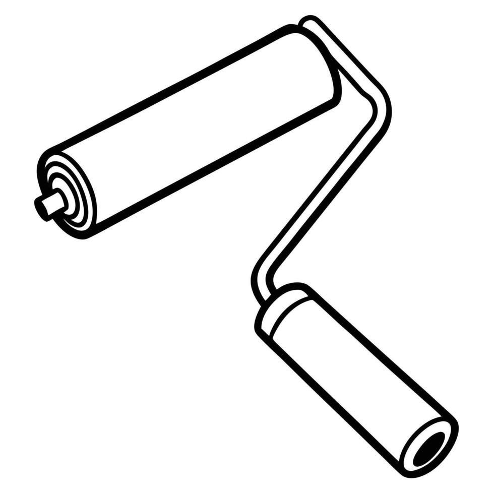 Black and white illustration of a paint roller isolated on a white background vector
