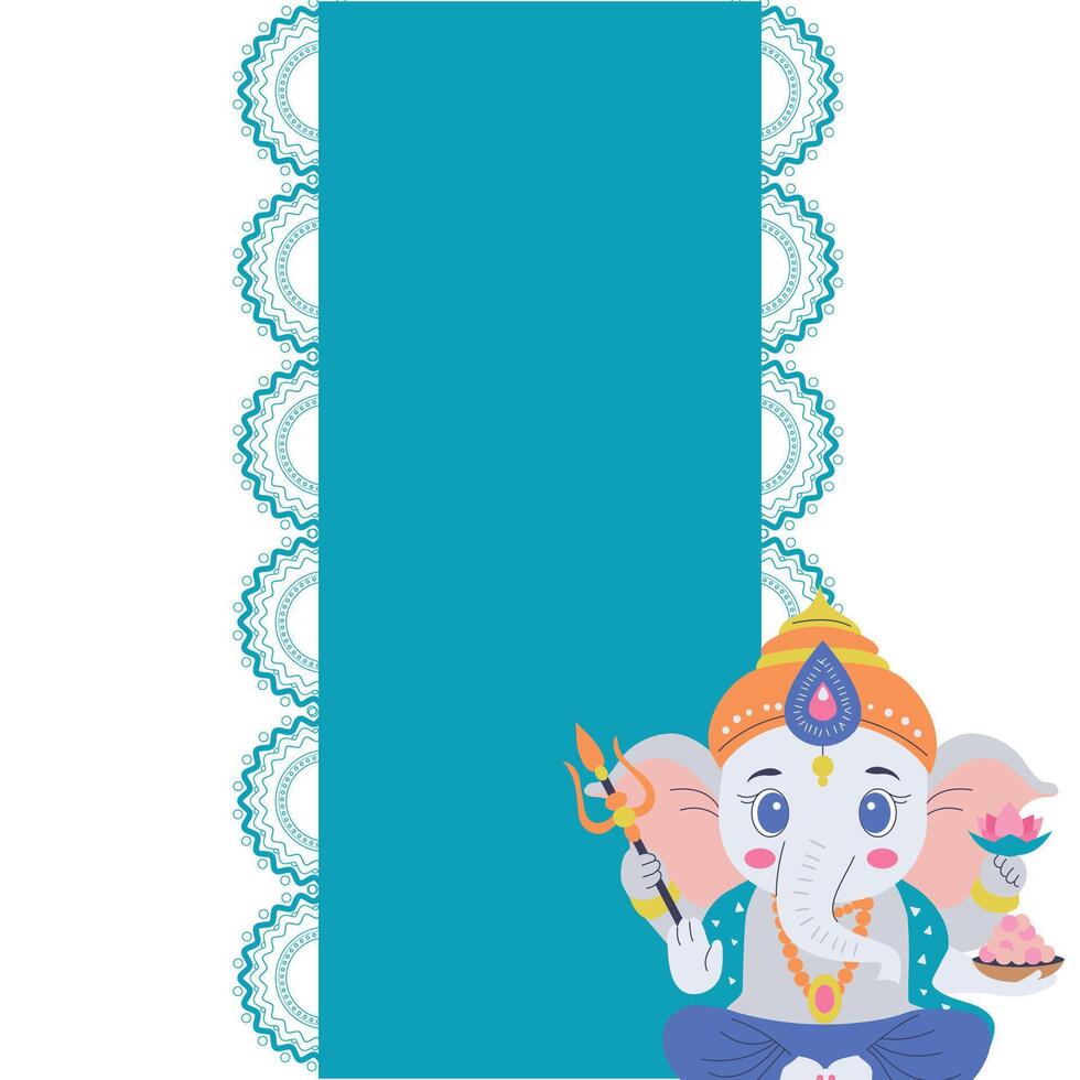 Indian god Ganesh cartoon frame vector