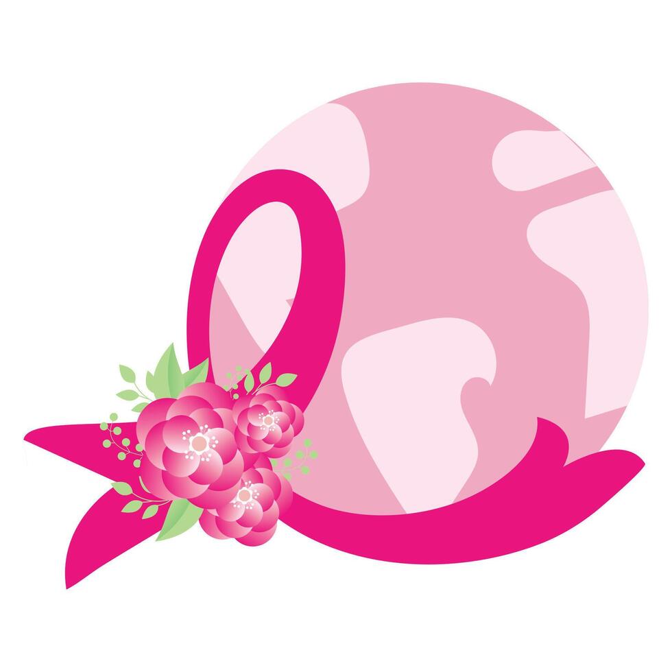 breast cancer pink illustration with planet vector