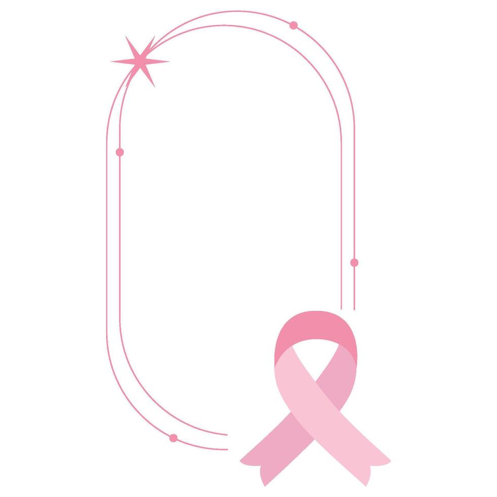 breast cancer pink illustration frame lineal oval vector