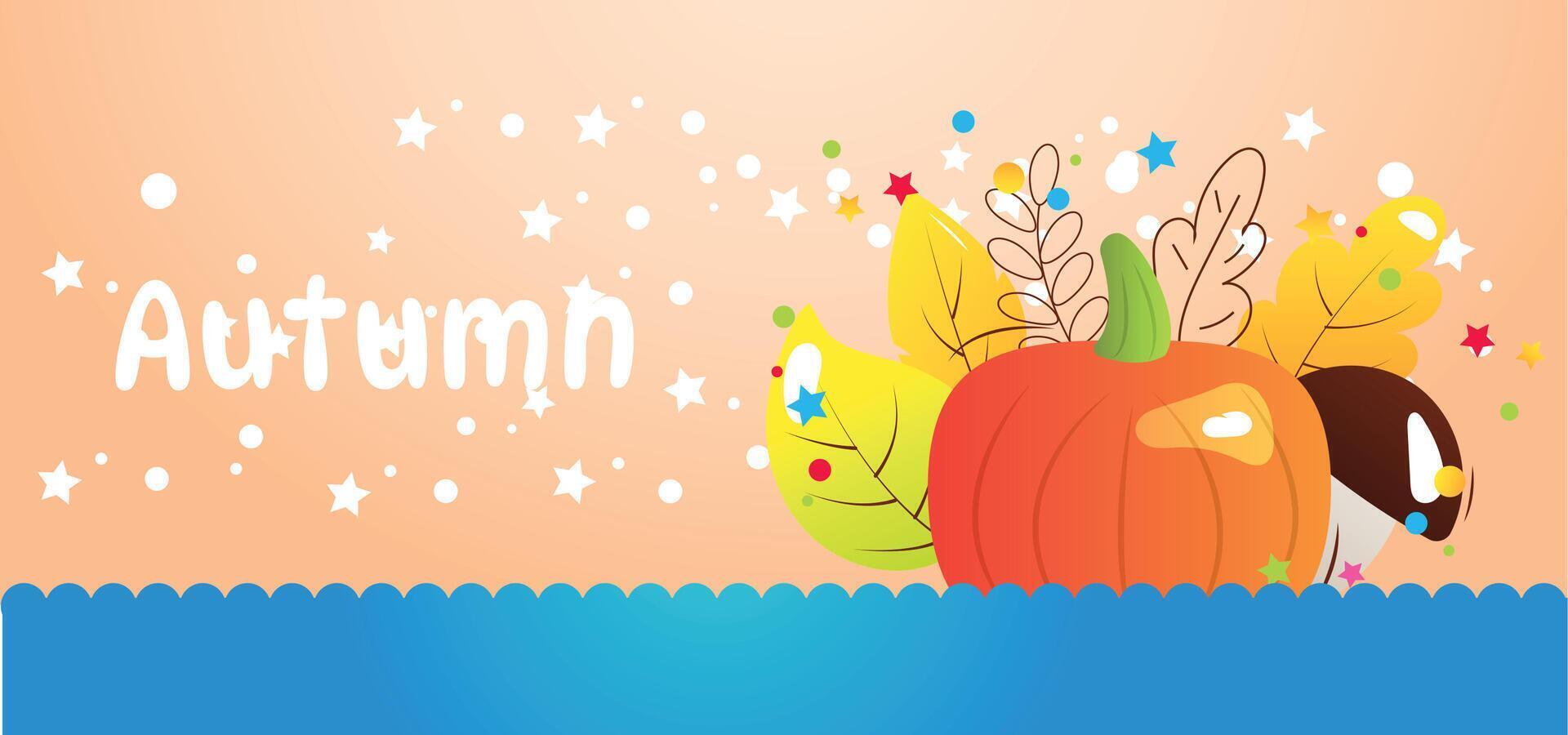 Autumn background with pumpkin vector