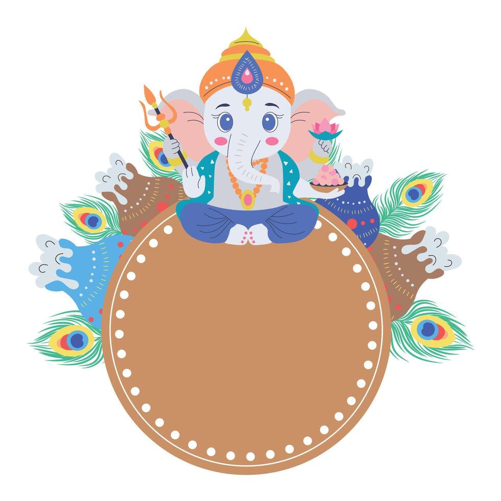 Indian god Ganesh frame vector
