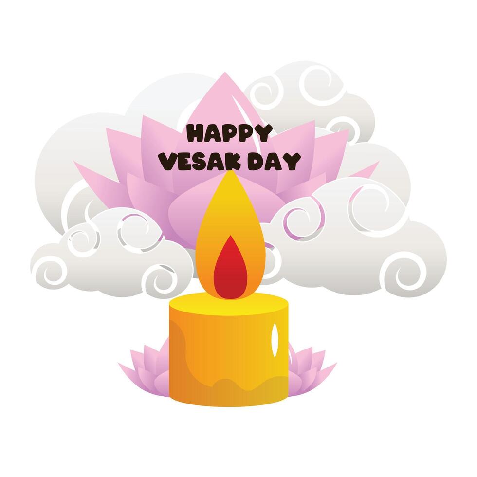 happy vesak day candle illustration vector