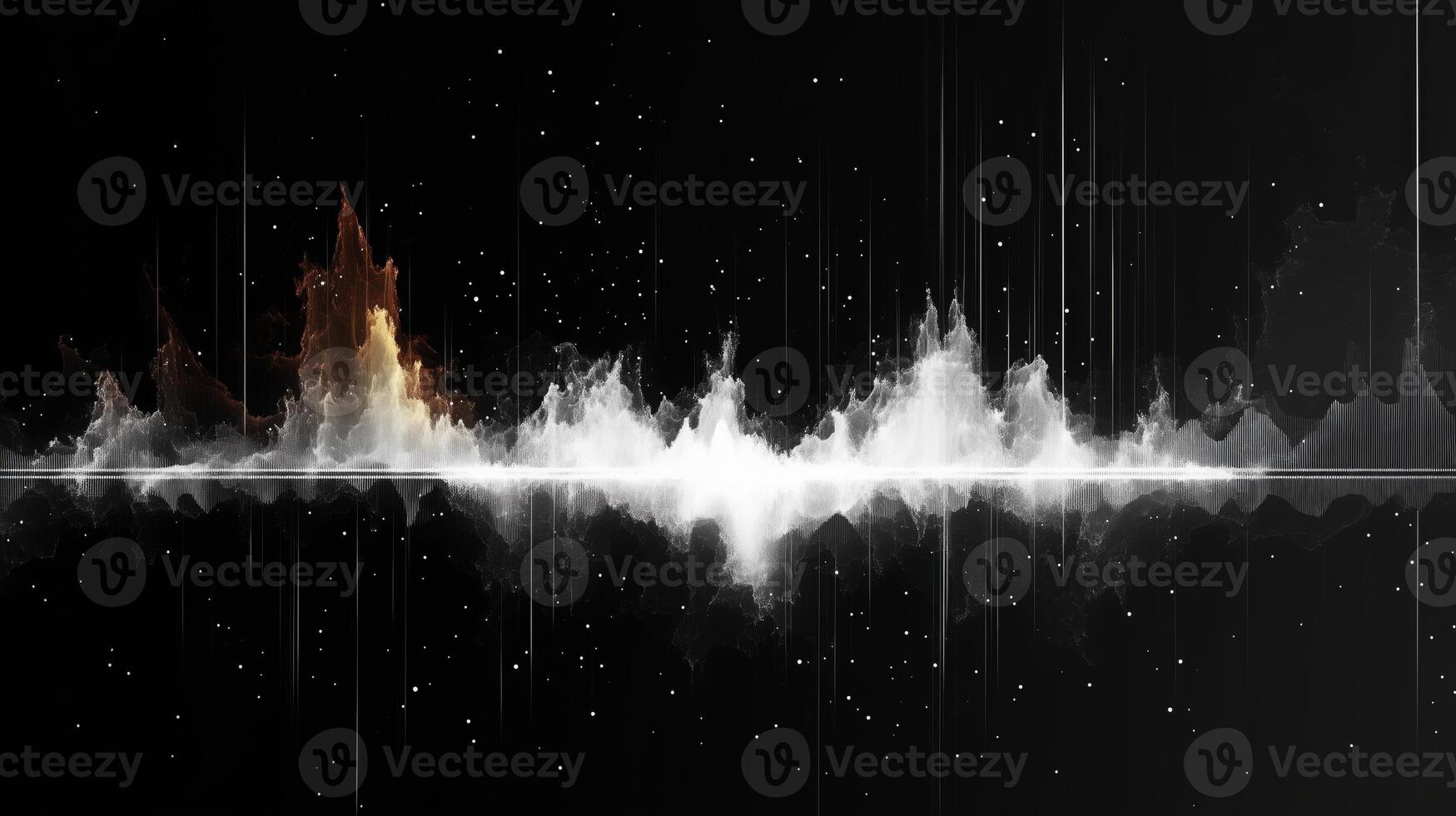 This artwork illustrates dynamic sound waves in a dark setting, showcasing the interaction of voice and control through vibrant graphical elements, capturing the essence of audio experiences. photo
