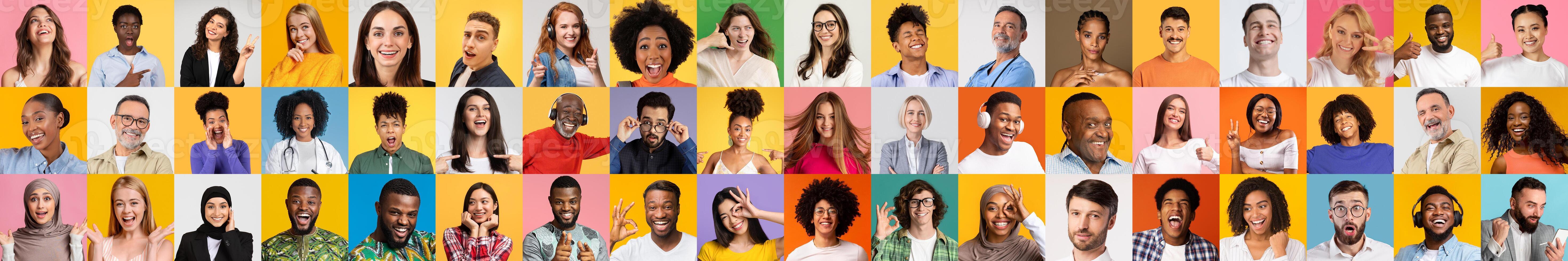 A lively collage displays diverse individuals joyfully embracing their unique backgrounds, highlighting the richness of diverse lifestyles against vibrant backdrops. photo
