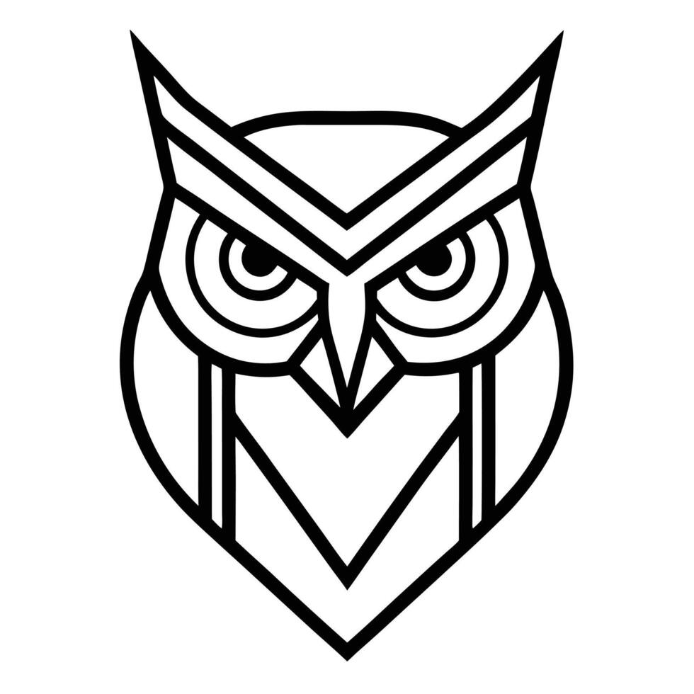 Modern minimalist outline illustration of an owl suitable for logos and various graphic designs vector