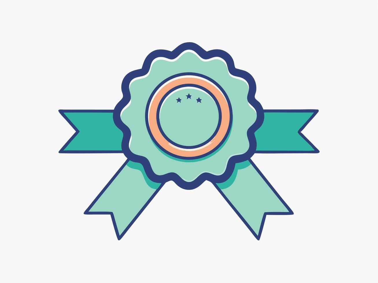graphic depicting a turquoise rosette with ribbons against white background achievement icon vector