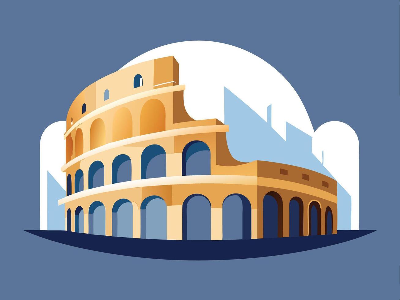 illustration of the colosseum in rome italy with city skyline and clean minimalist design vector