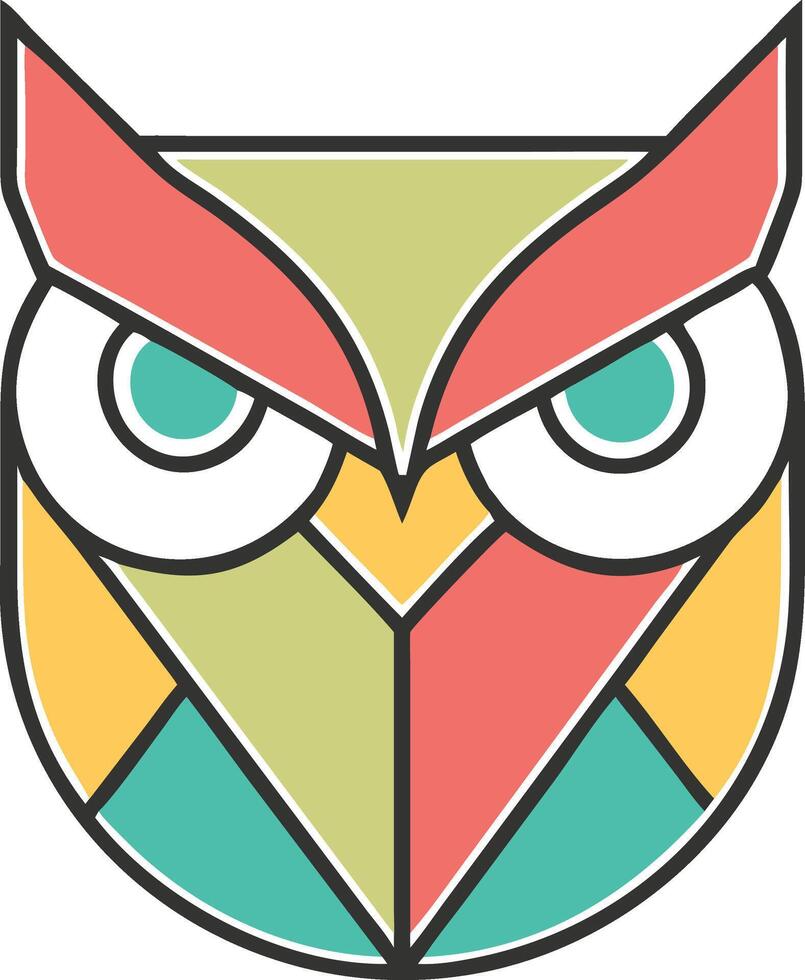 Colorful geometric owl illustration graphic suitable for modern design concepts or branding. vector