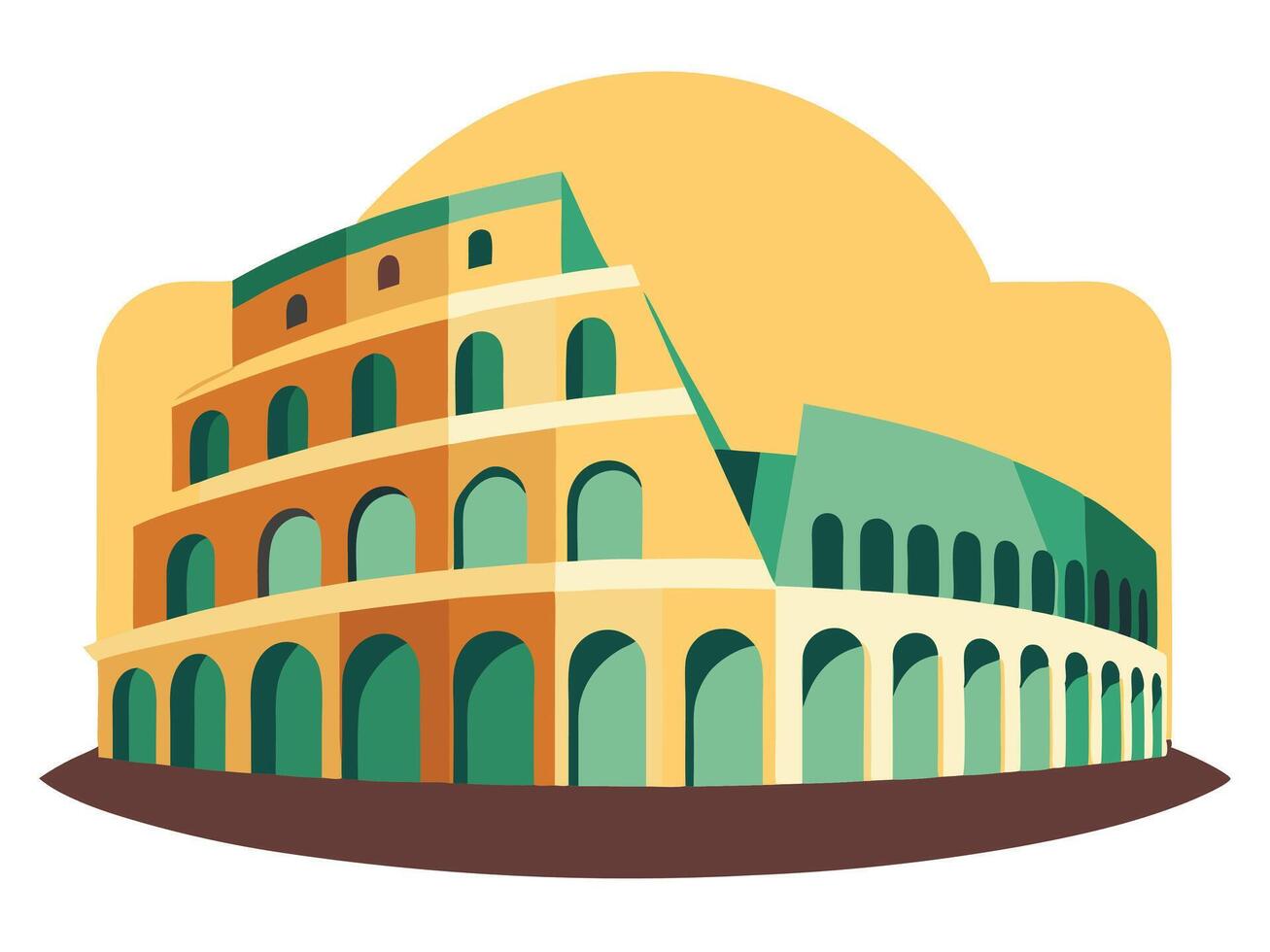Iconic roman colosseum illustration in flat style depicting italian architecture and ancient landmarks vector