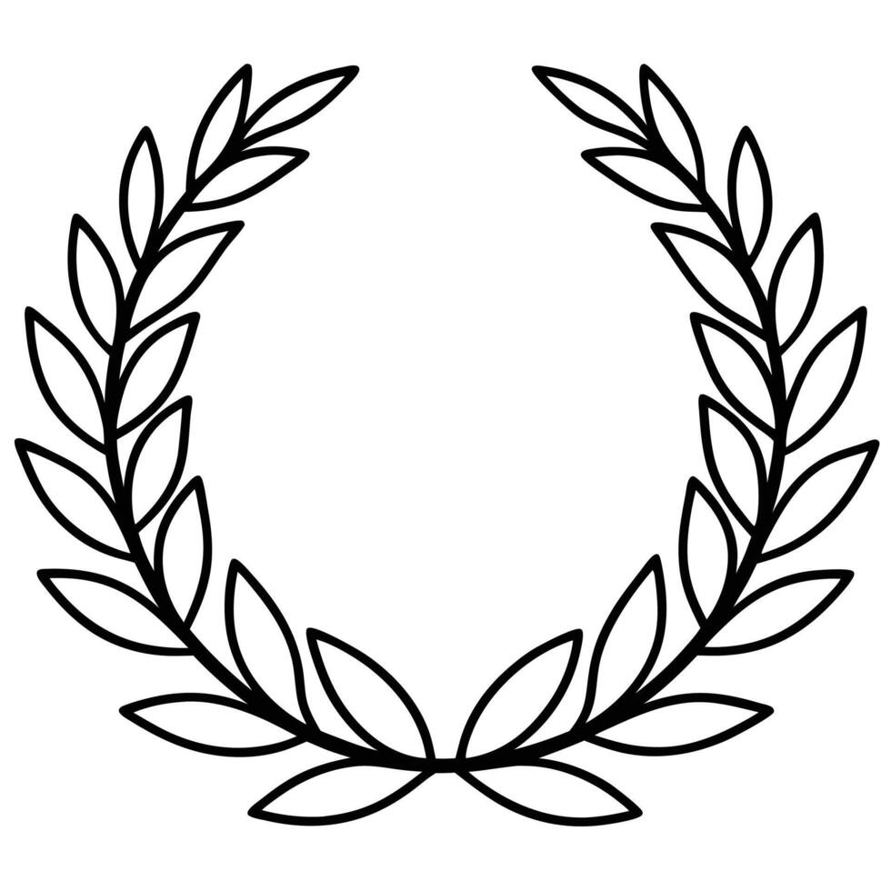 Simple black and white laurel wreath graphic for design and decoration vector