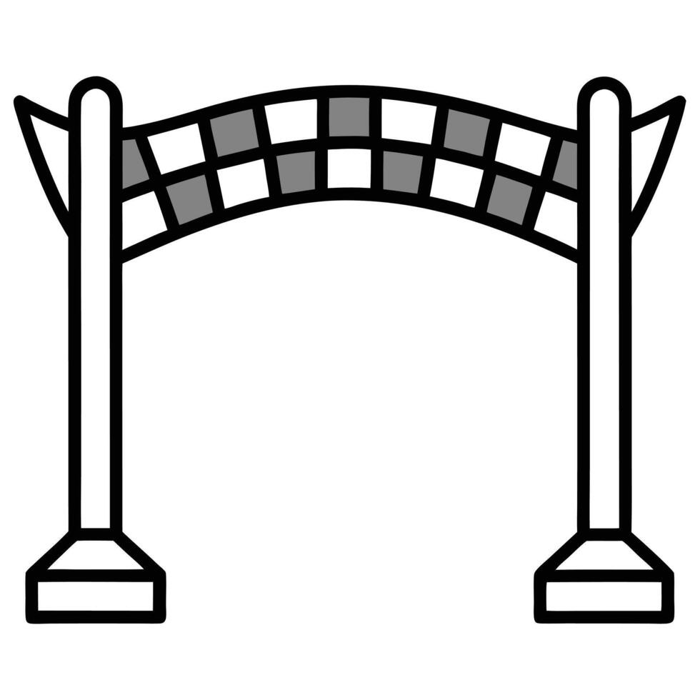 Simple illustration of a black and white checkered finish line archway vector