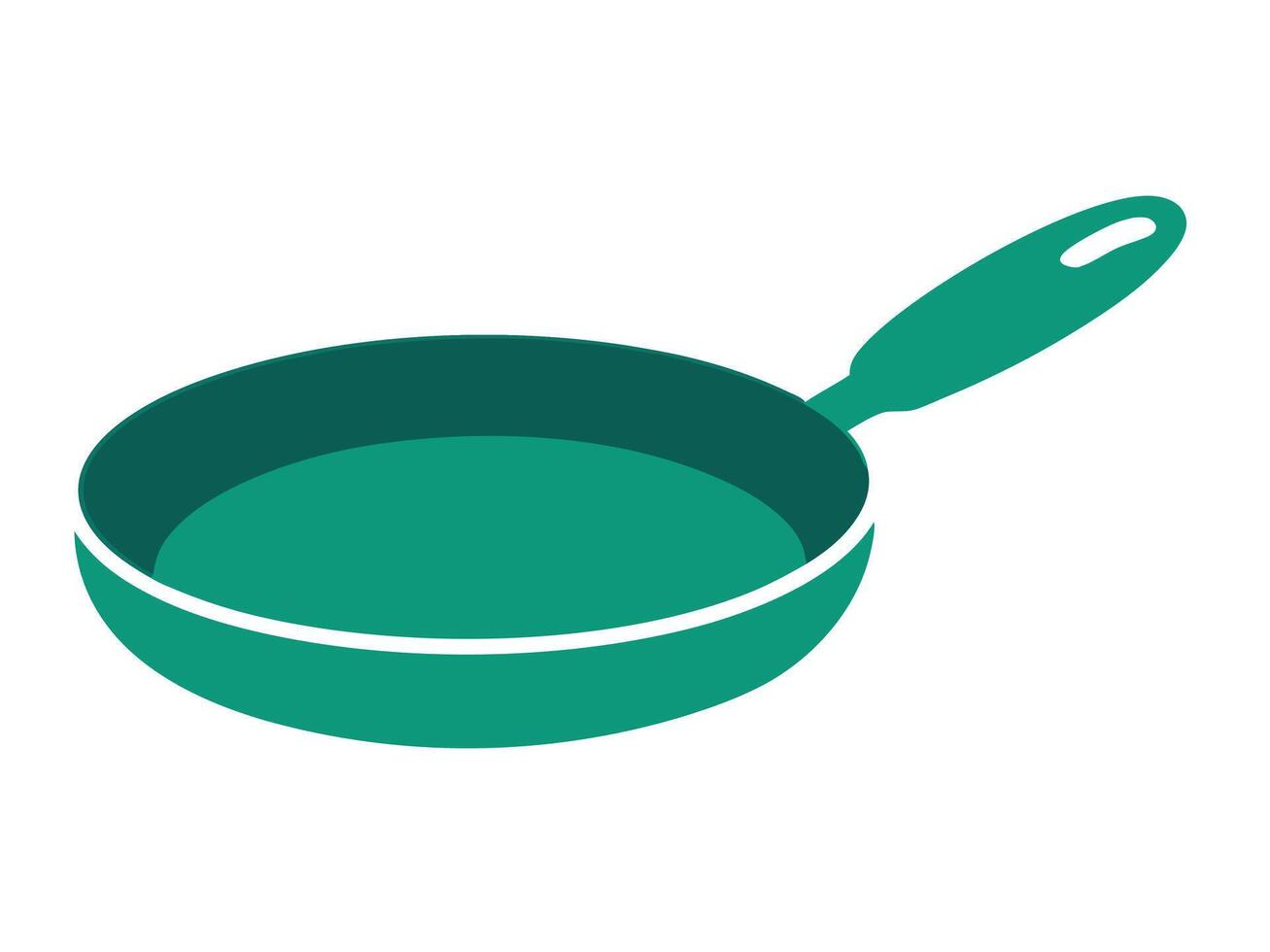 Isolated illustration of a green frying pan for cooking and food preparation vector