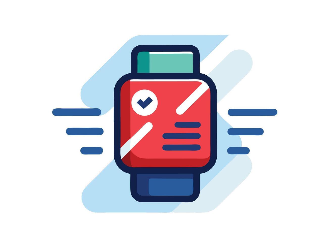 Modern smartwatch icon with checkmark representing completed task and smart technology vector