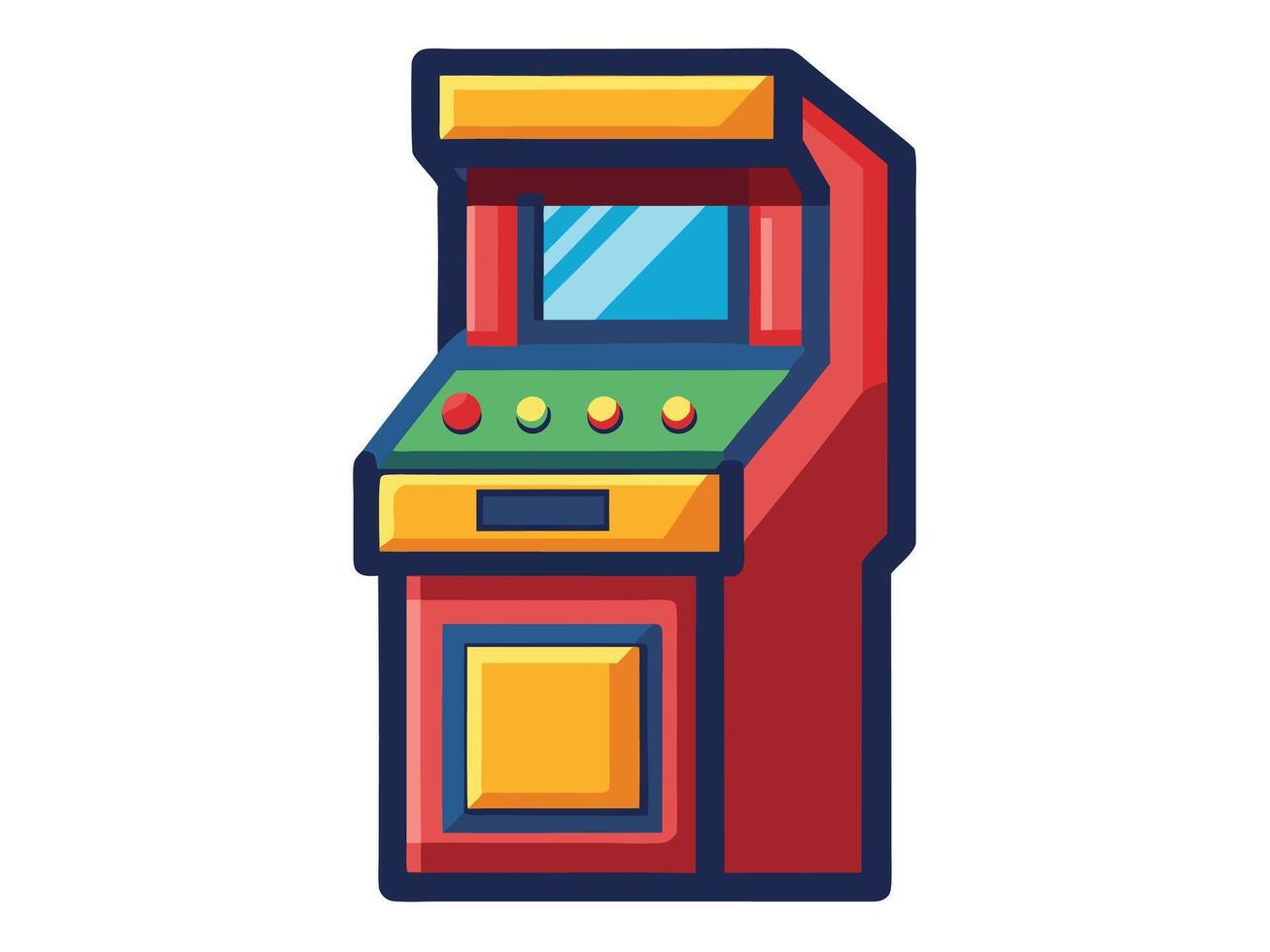 Colorful illustration of a retro arcade game machine design with buttons and screen vector