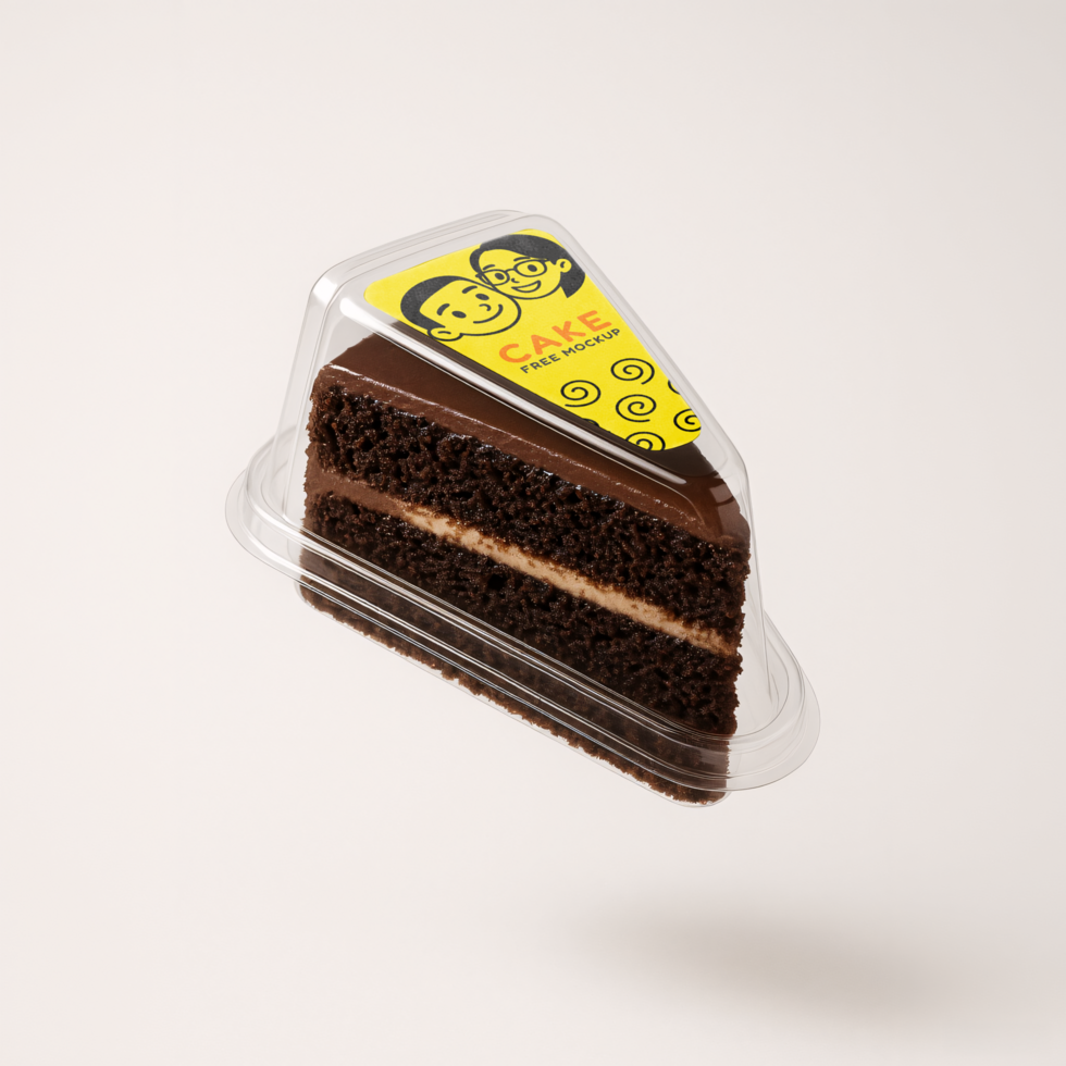 Sticker mockup on floating chocolate pie packaging psd