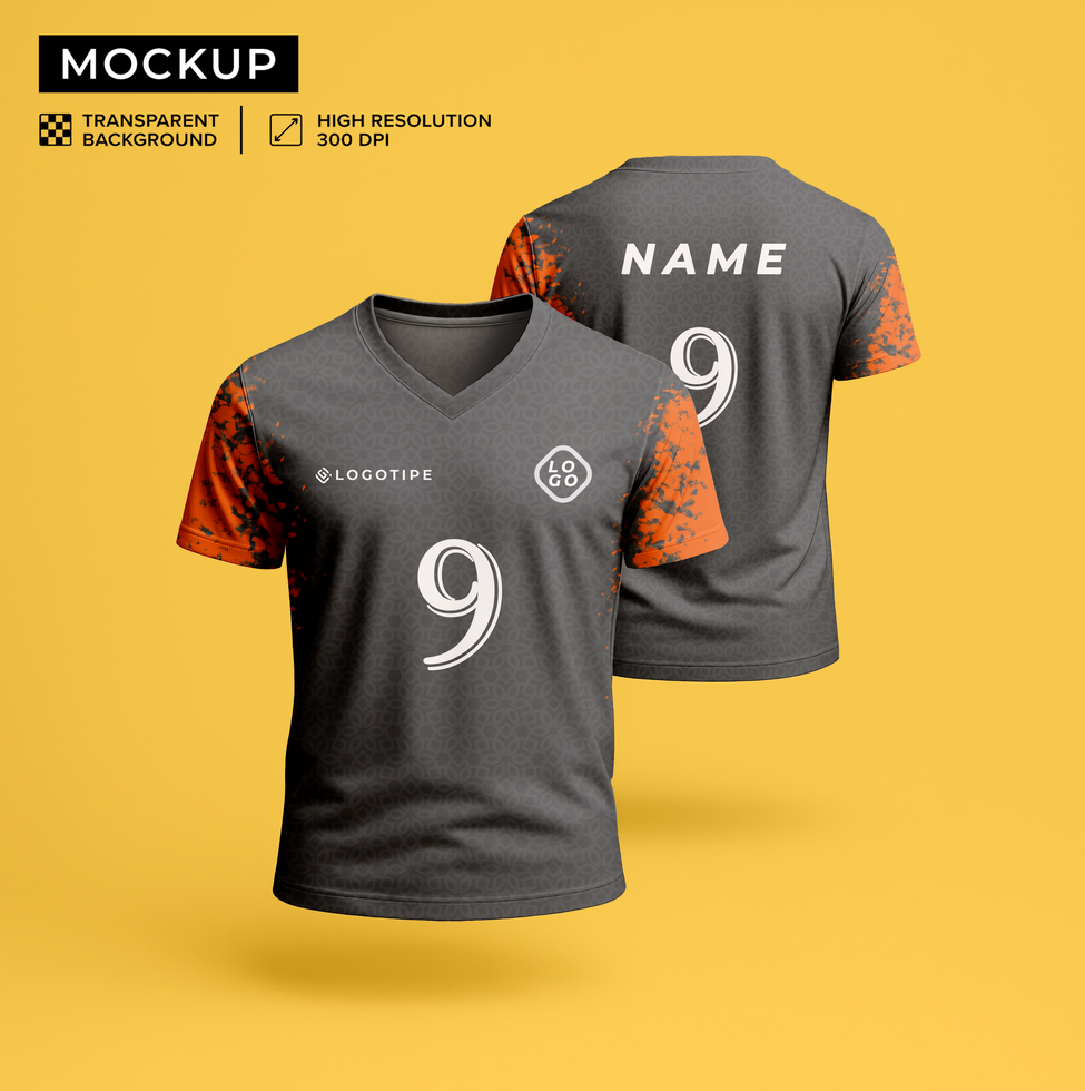 Mockup of a soccer shirt floating in the background psd