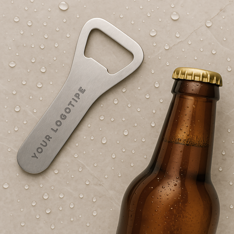 bottle opener mockup with drink bottle on the side psd