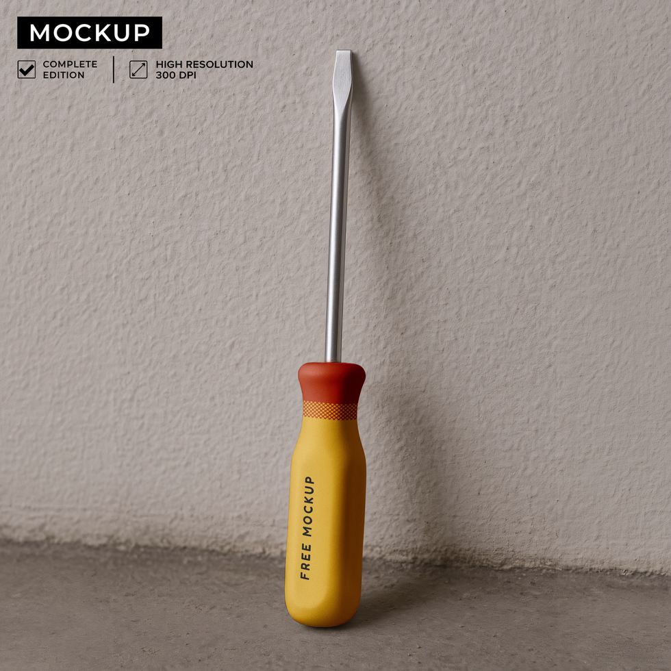Wall-mounted screwdriver mockup psd