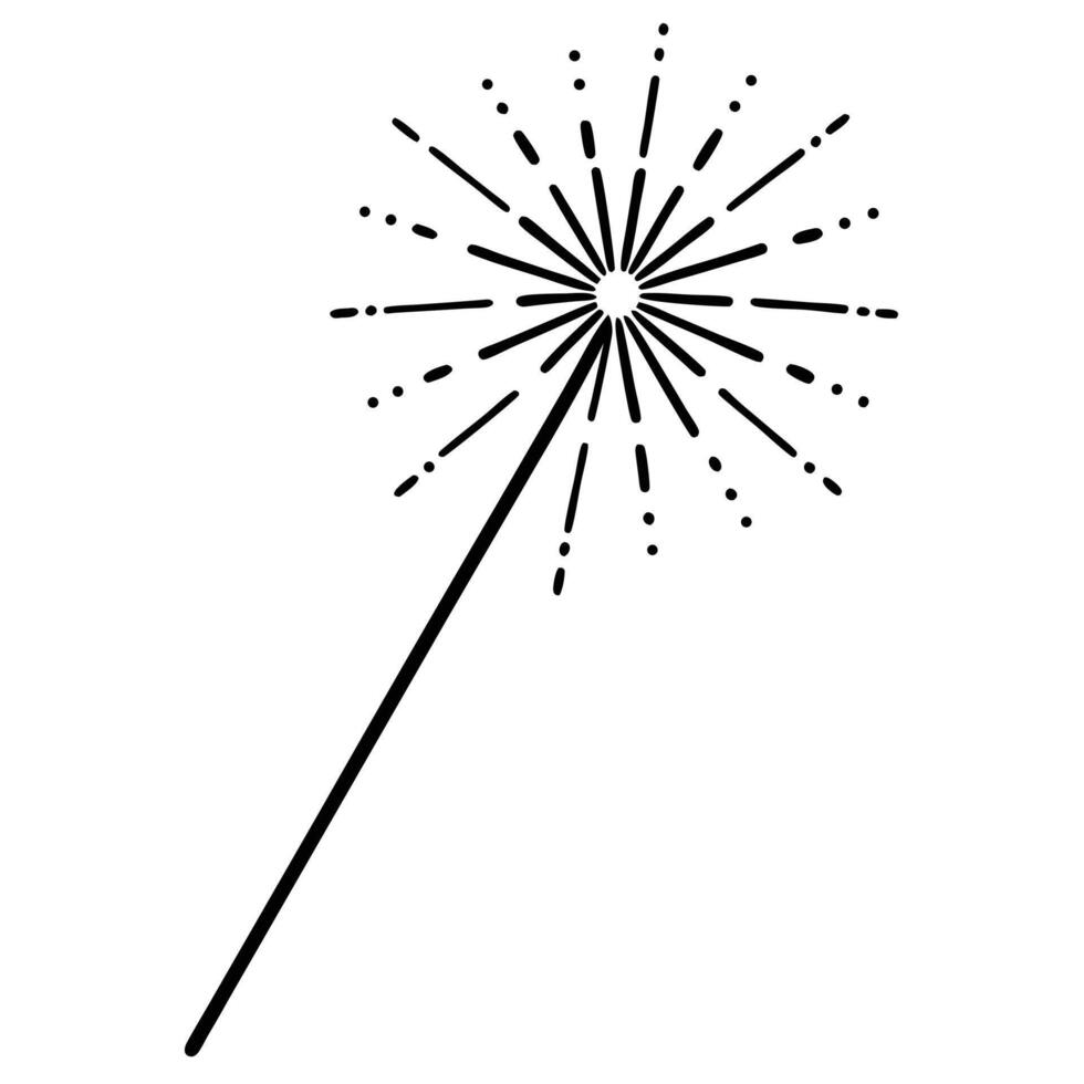 Elegant sparkler icon in black and white minimalist celebration illustration vector