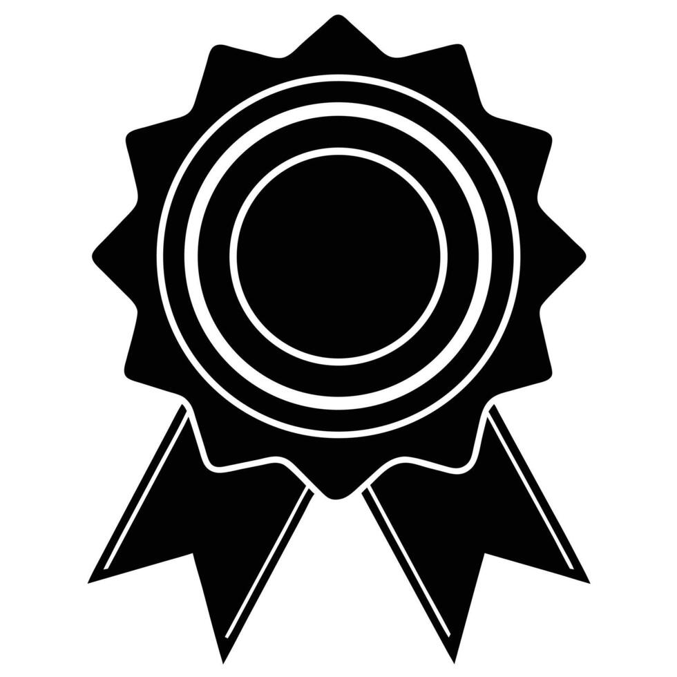 Minimalist black and white award ribbon silhouette graphic element vector