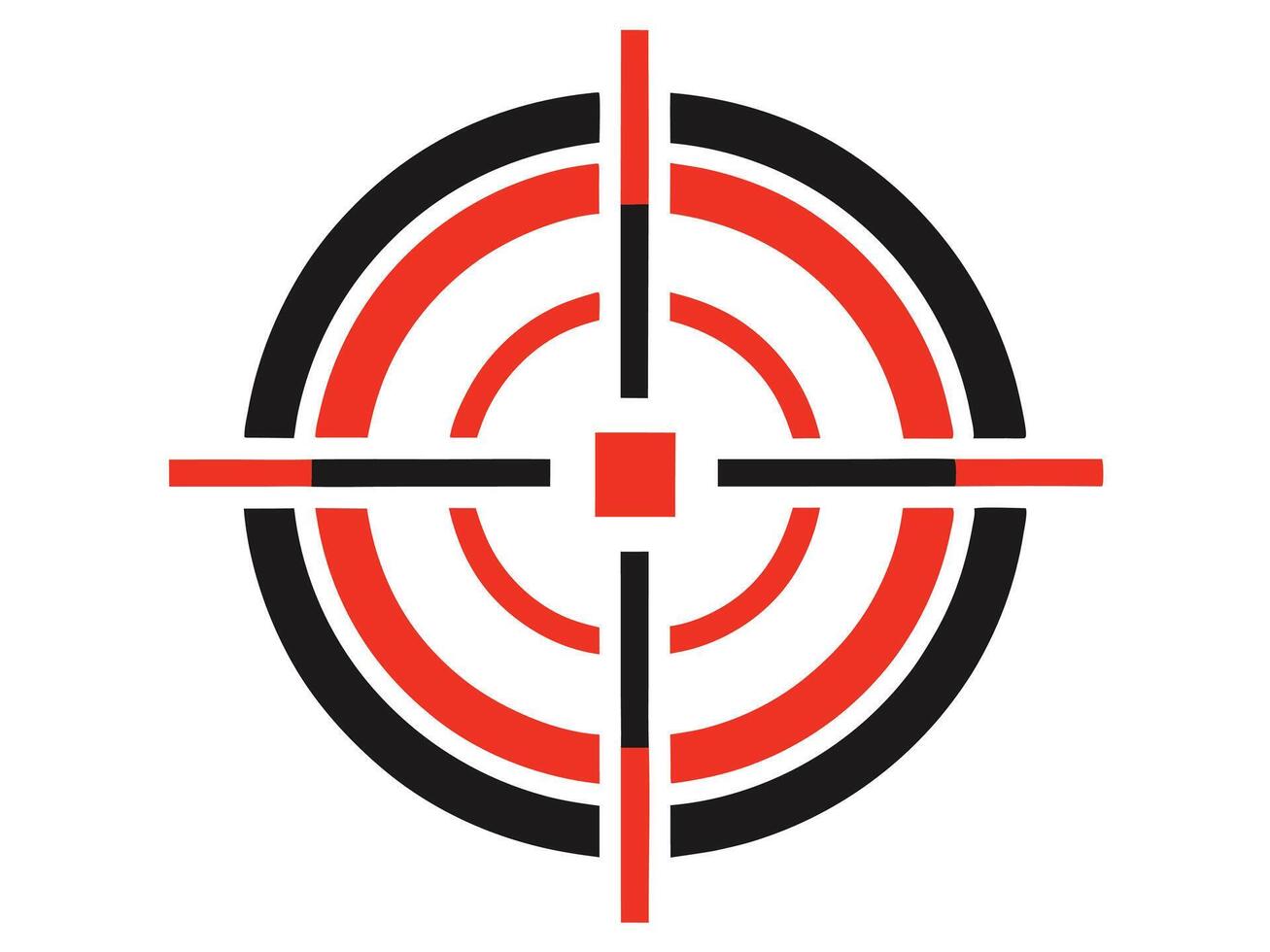 Simple red and black crosshair target design for aiming at the center of focus vector