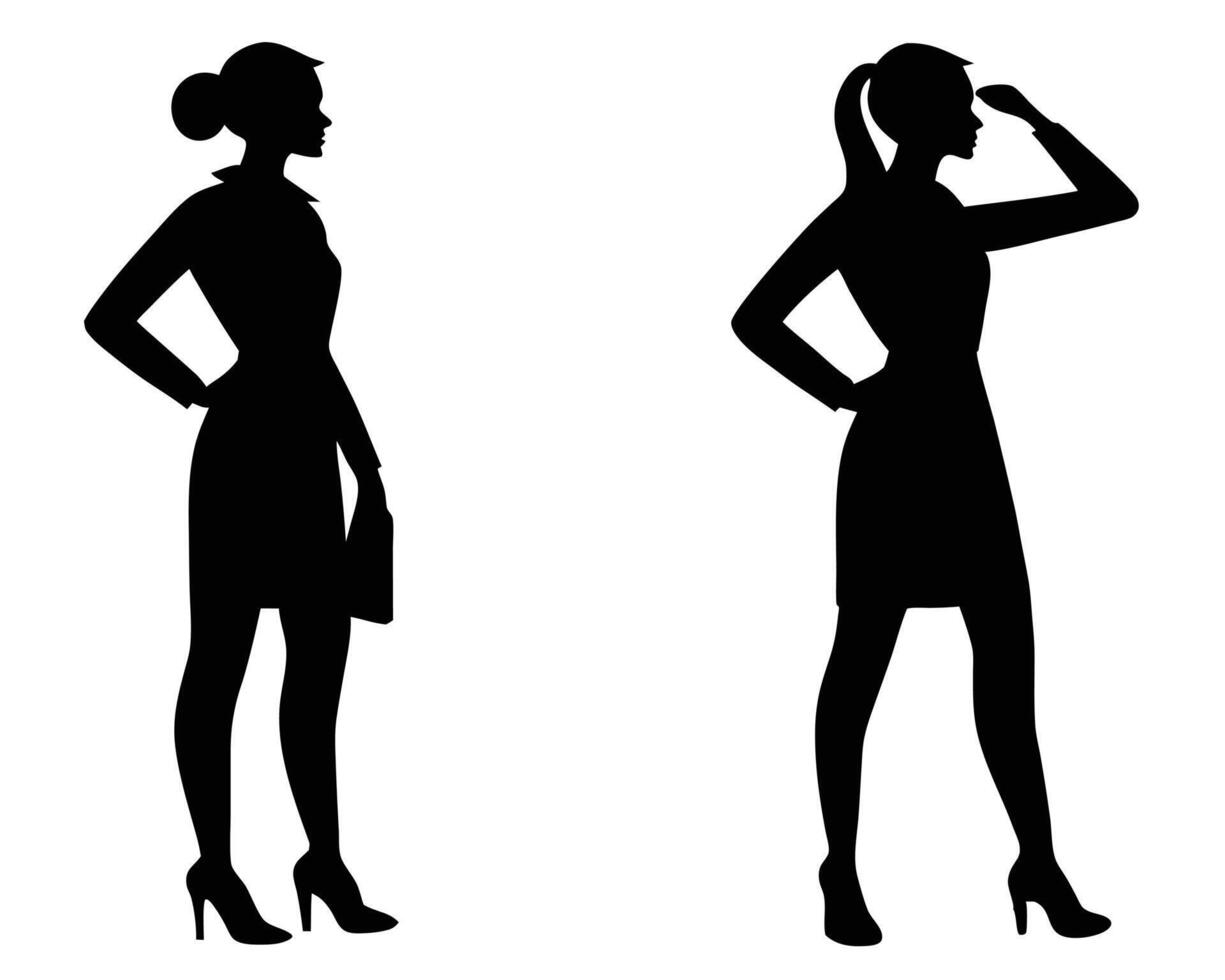 Elegant silhouettes of business women depicting professionalism and confidence in a clean white background vector